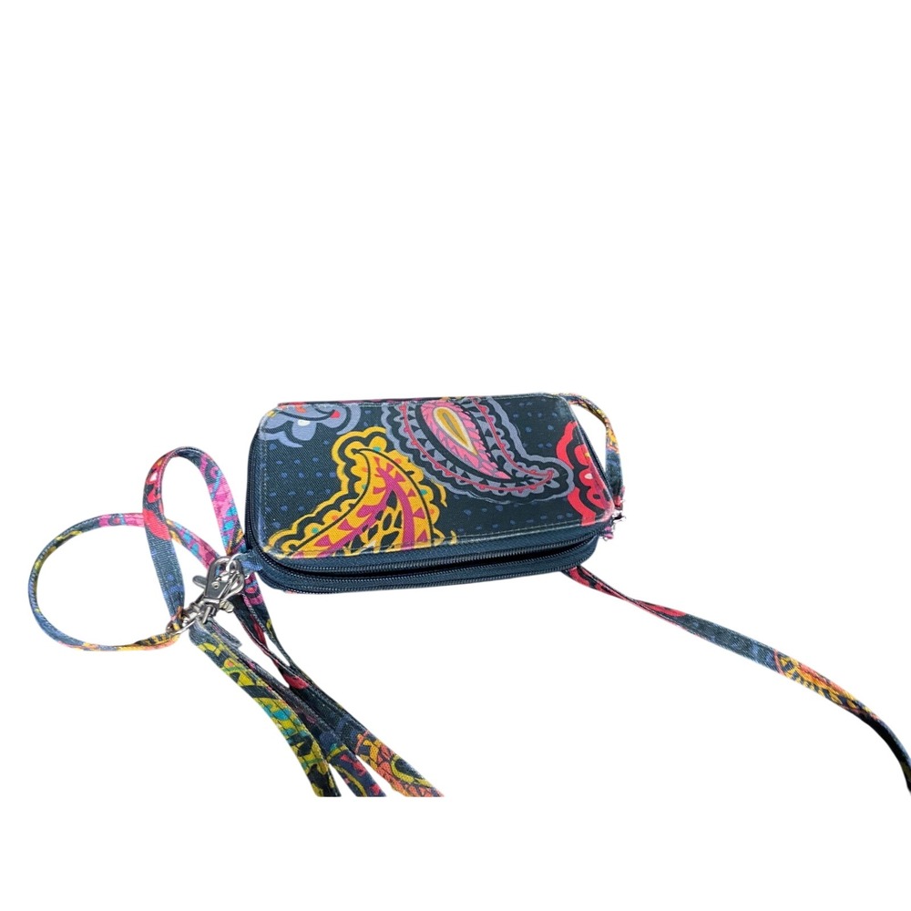 Vera Bradley Paisley Wristlet Wallet‎ Clutch Coin Purse With Strap